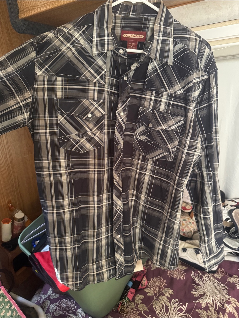 Cody James Black & White Plaid Button-Down Western Shirt